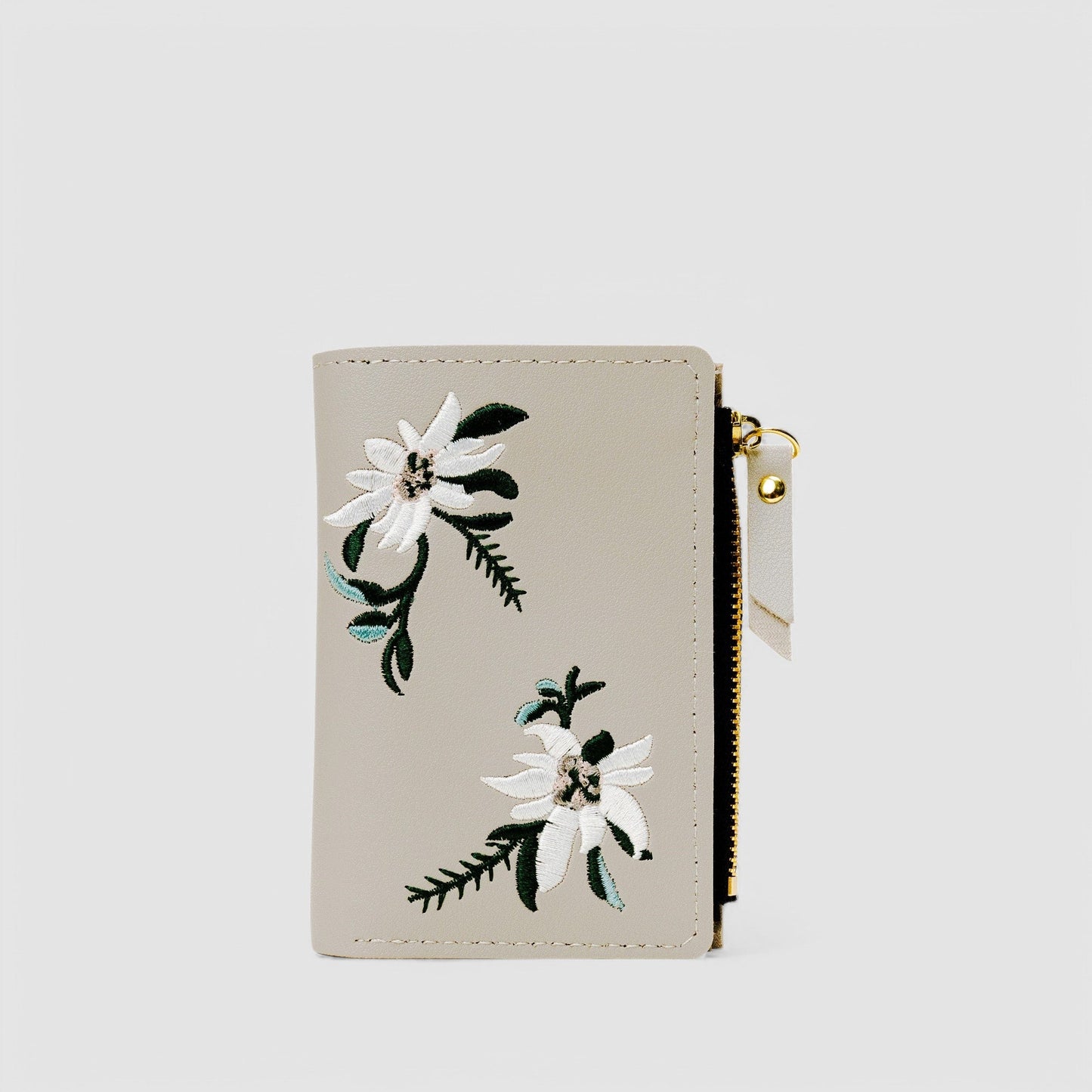 Nour | Geborduurde Orchidee Portemonnee