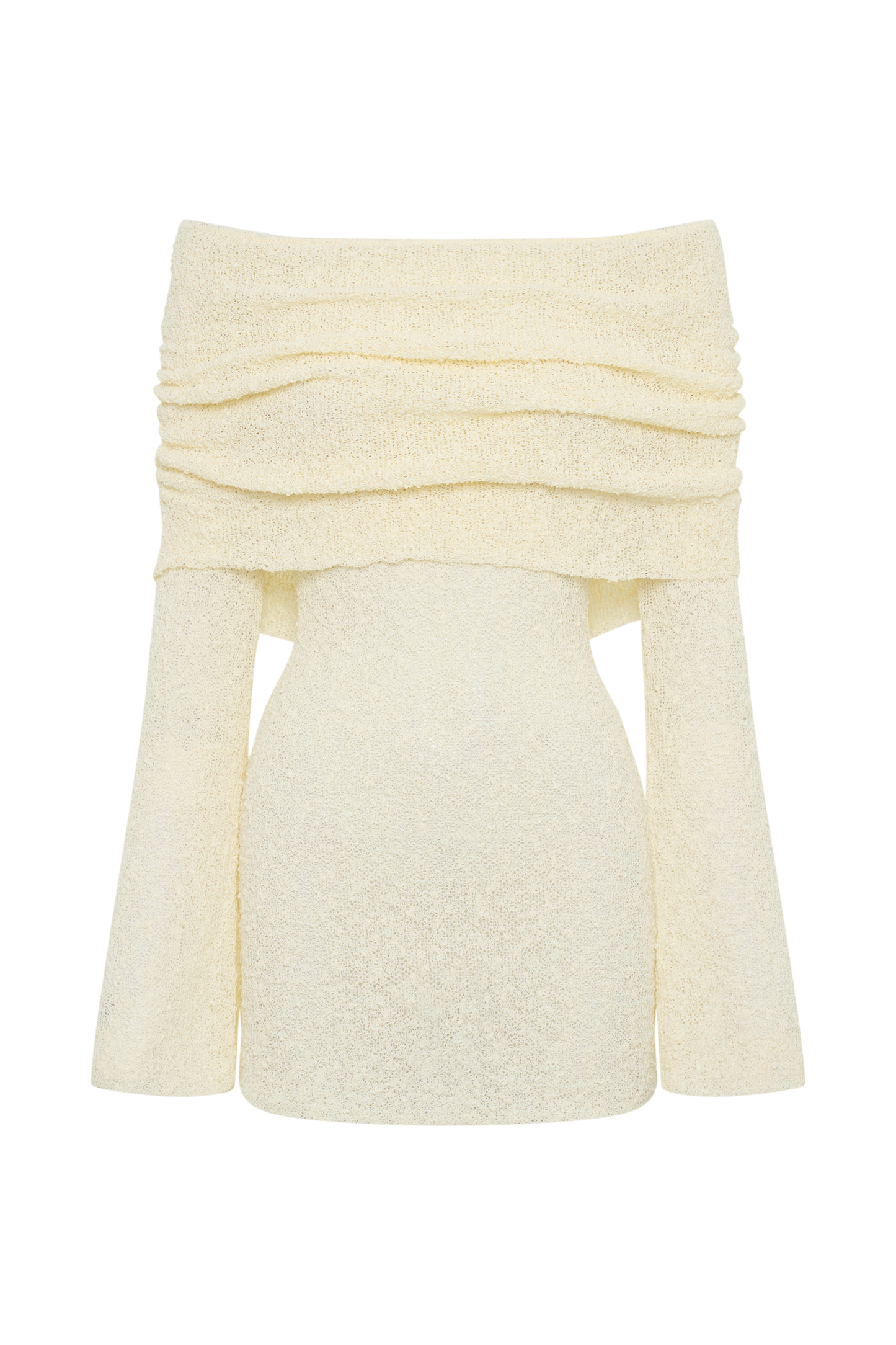 Anani | Off-Shoulder Gebreide Mini Jurk – Sheer & Elegant