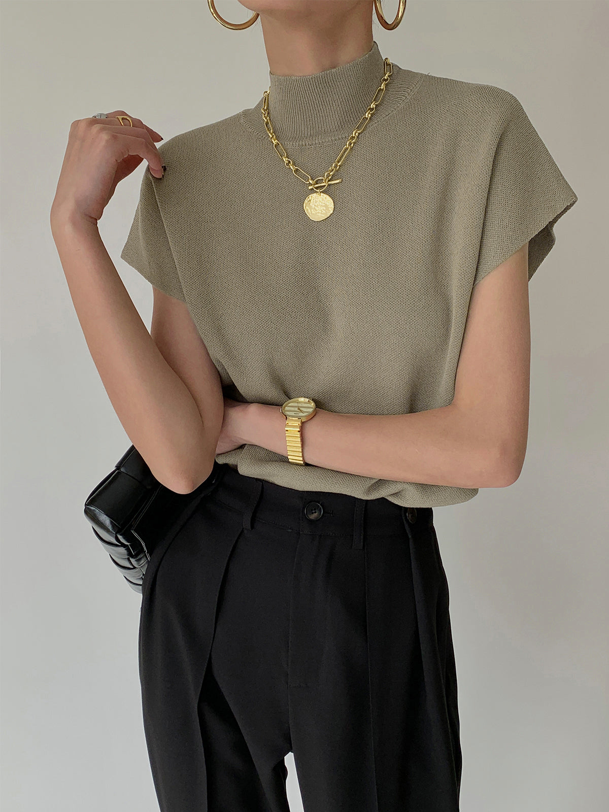 Loulu | Gebreide Sweater Top met Korte Mouwen