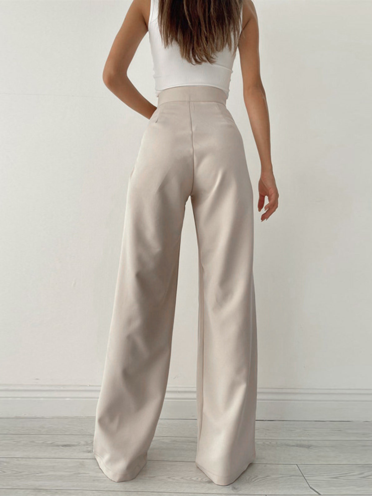 Pantalon met Hoge Taille voor Dames met Strik en Wijde Pijpen