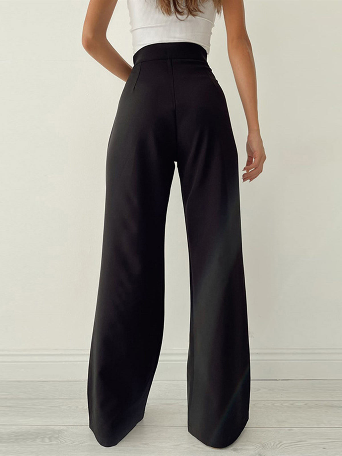 Pantalon met Hoge Taille voor Dames met Strik en Wijde Pijpen