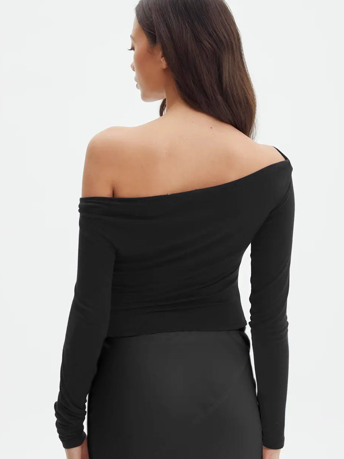 Destiny | Off-Shoulder Jersey Top met Lange Mouwen – Stretch