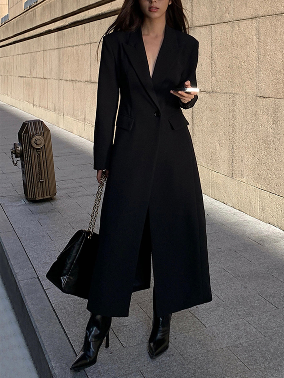 Morella | Dames Blazer Jas met Kraag en Zakken – Elegant Lang Model
