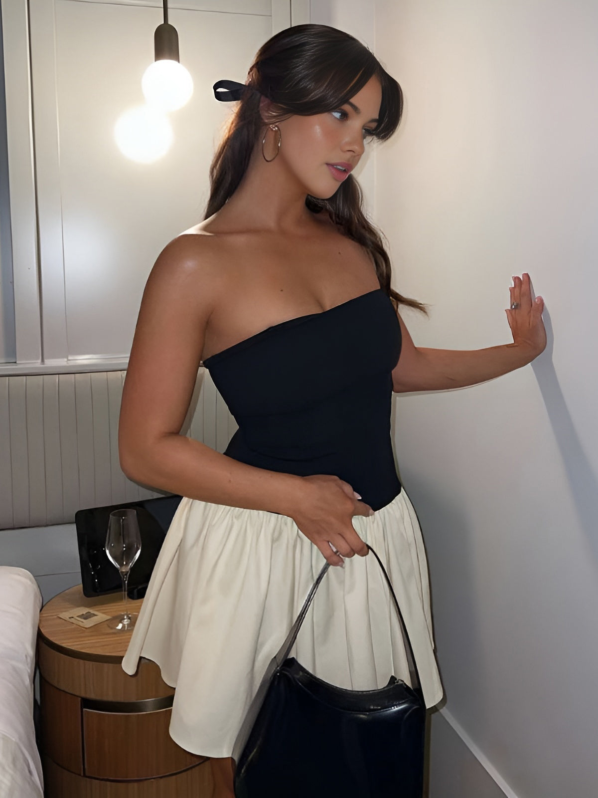 Amina | Strapless Mini Dress Met Elegante Rok