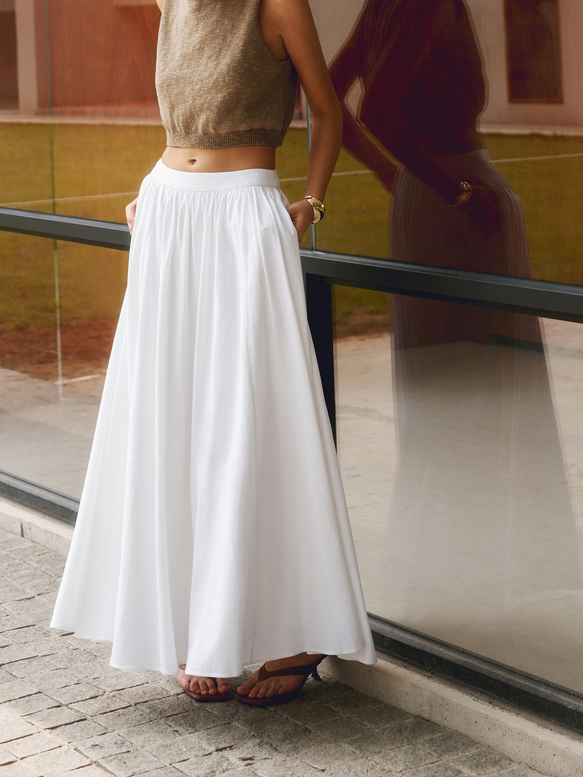 Felipa | Linnen Maxi Rok Dames – Hoge Taille, Plissé Look