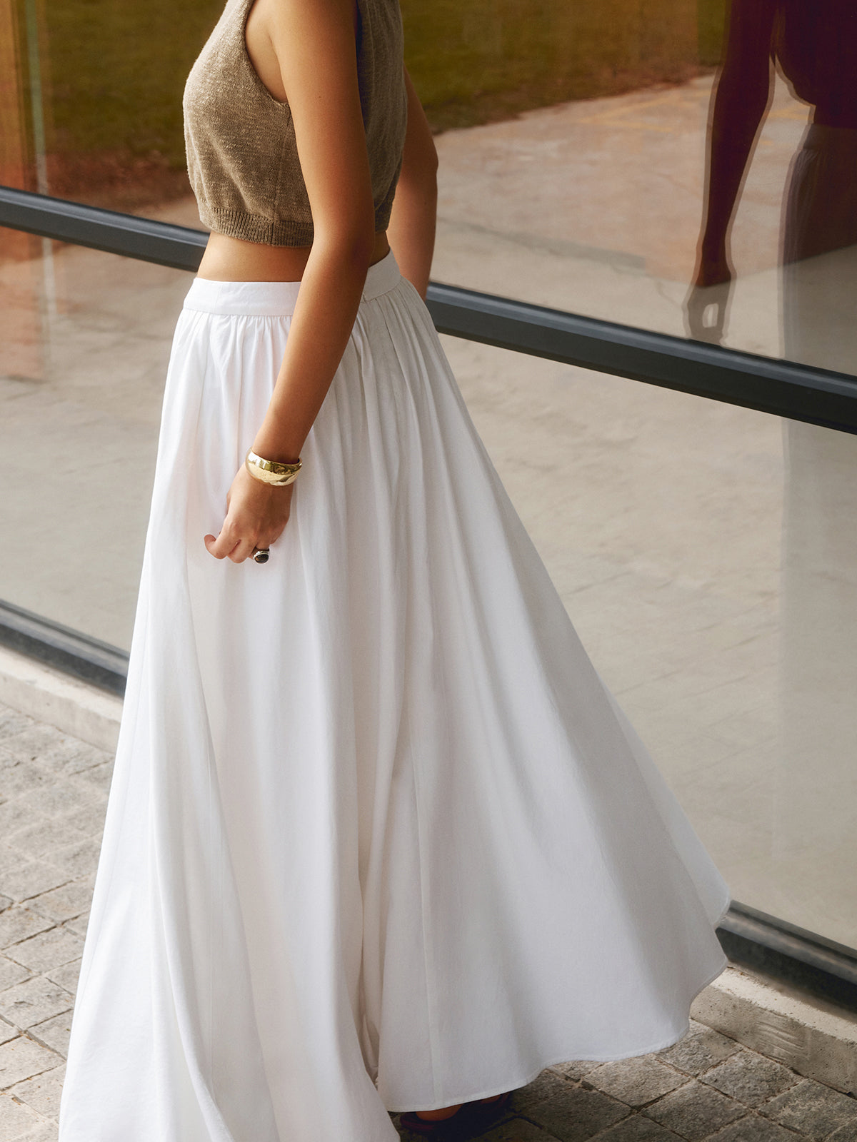 Felipa | Linnen Maxi Rok Dames – Hoge Taille, Plissé Look