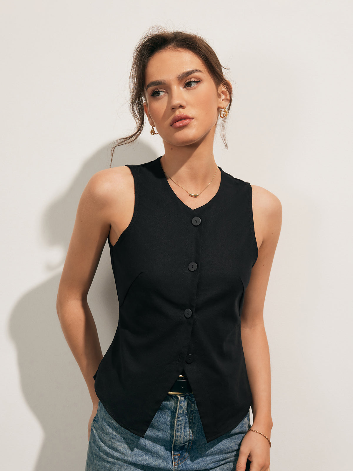 Crop Tanktop voor Dames – Linnen Blend, Stijlvol en Zomers