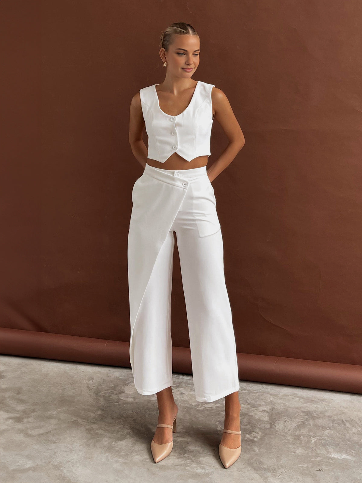Asymmetrische Straight Leg Broek voor Dames - Stijlvol met Driekwart model