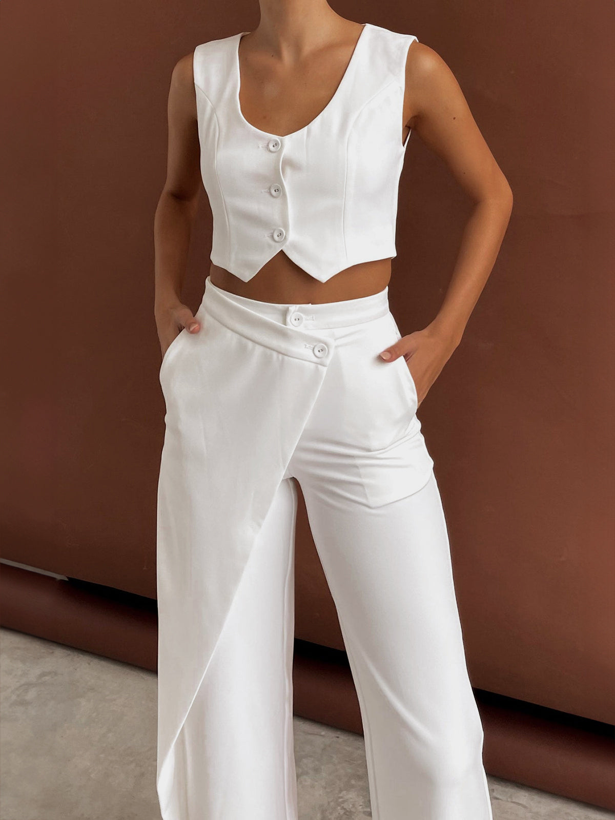 Asymmetrische Straight Leg Broek voor Dames - Stijlvol met Driekwart model