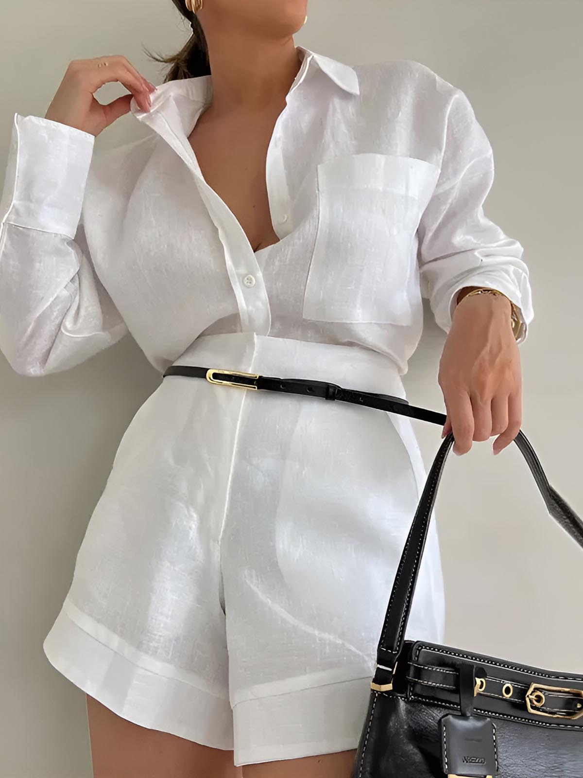 Dona | Tweedelige Katoenen Set voor Dames – Blouse & Shorts – Zomerlook