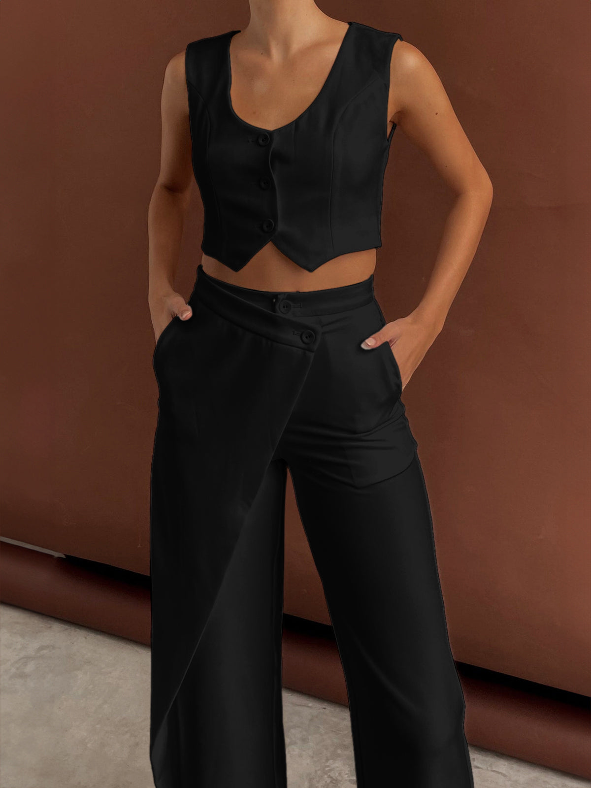 Asymmetrische Straight Leg Broek voor Dames - Stijlvol met Driekwart model