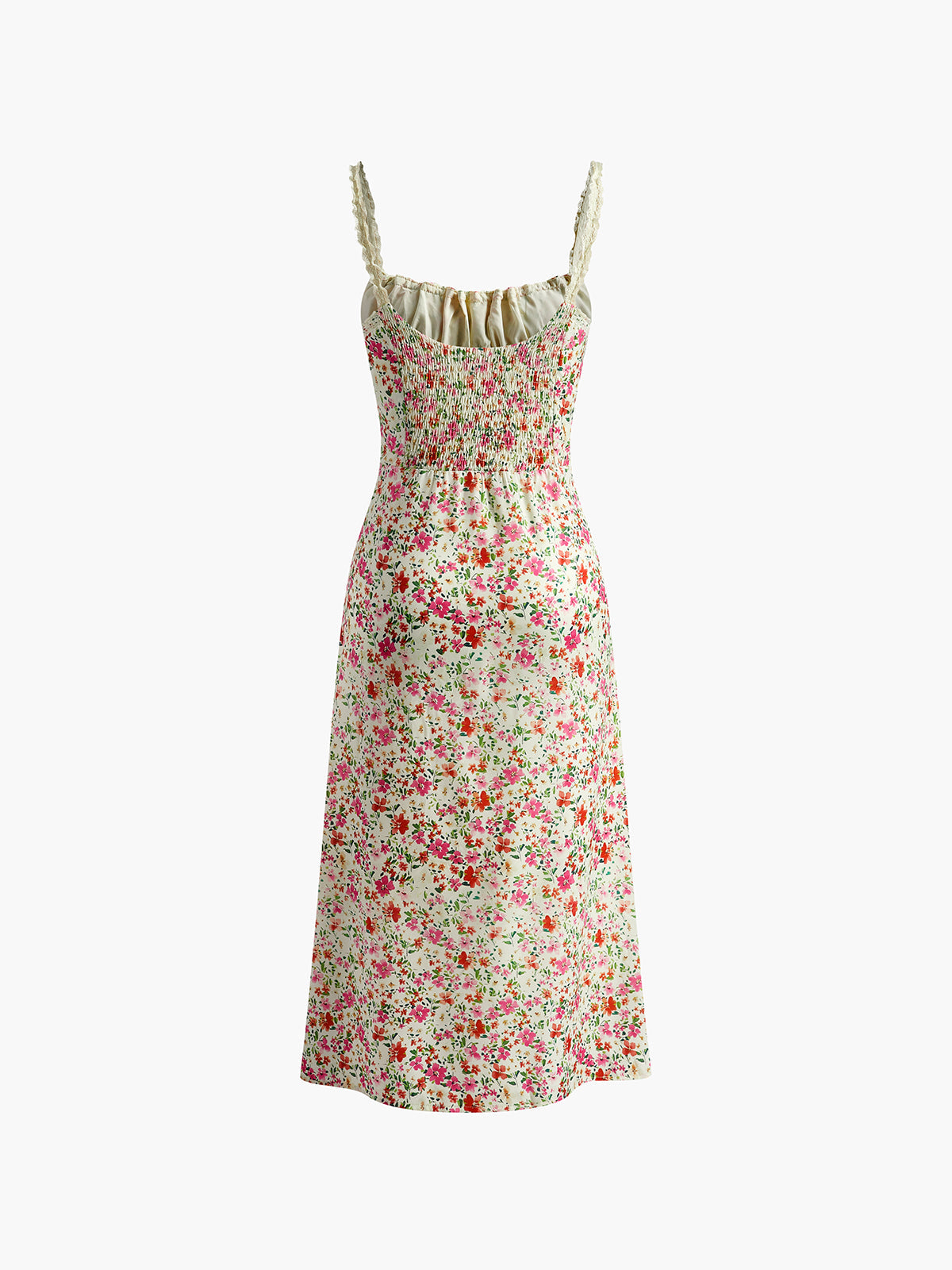 Paola | Floral Midi Jurk met Kant en Vintage Print