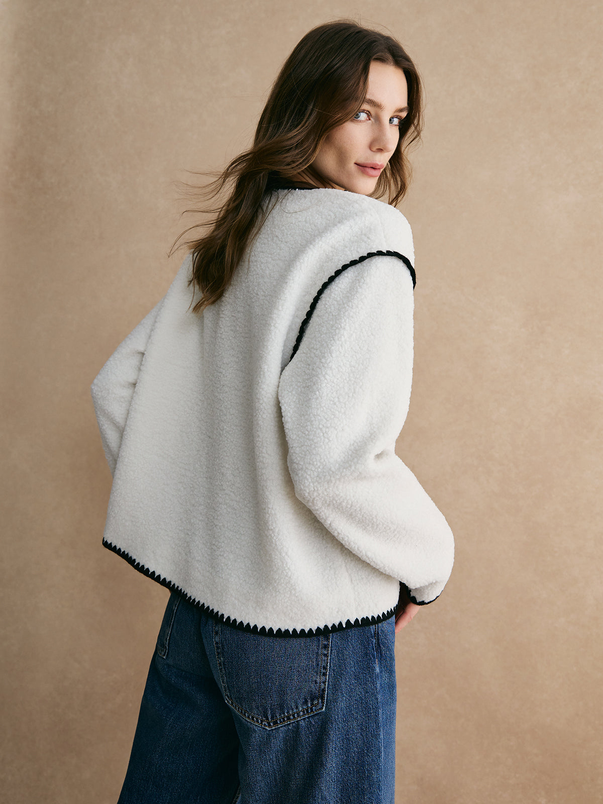 Jolente | Contrast Fleece Jas van Minky Fleece – Zacht & Warm