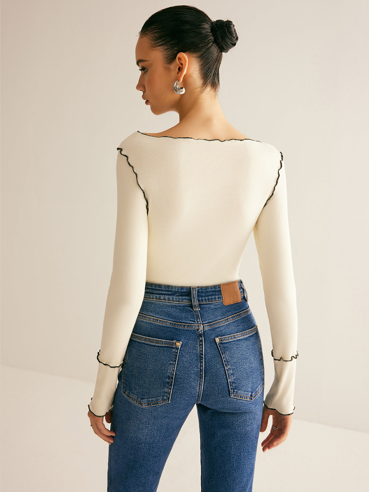 Amely | T-Shirt met Stretch en Lange Mouwen - Dames Shirt met Ruches