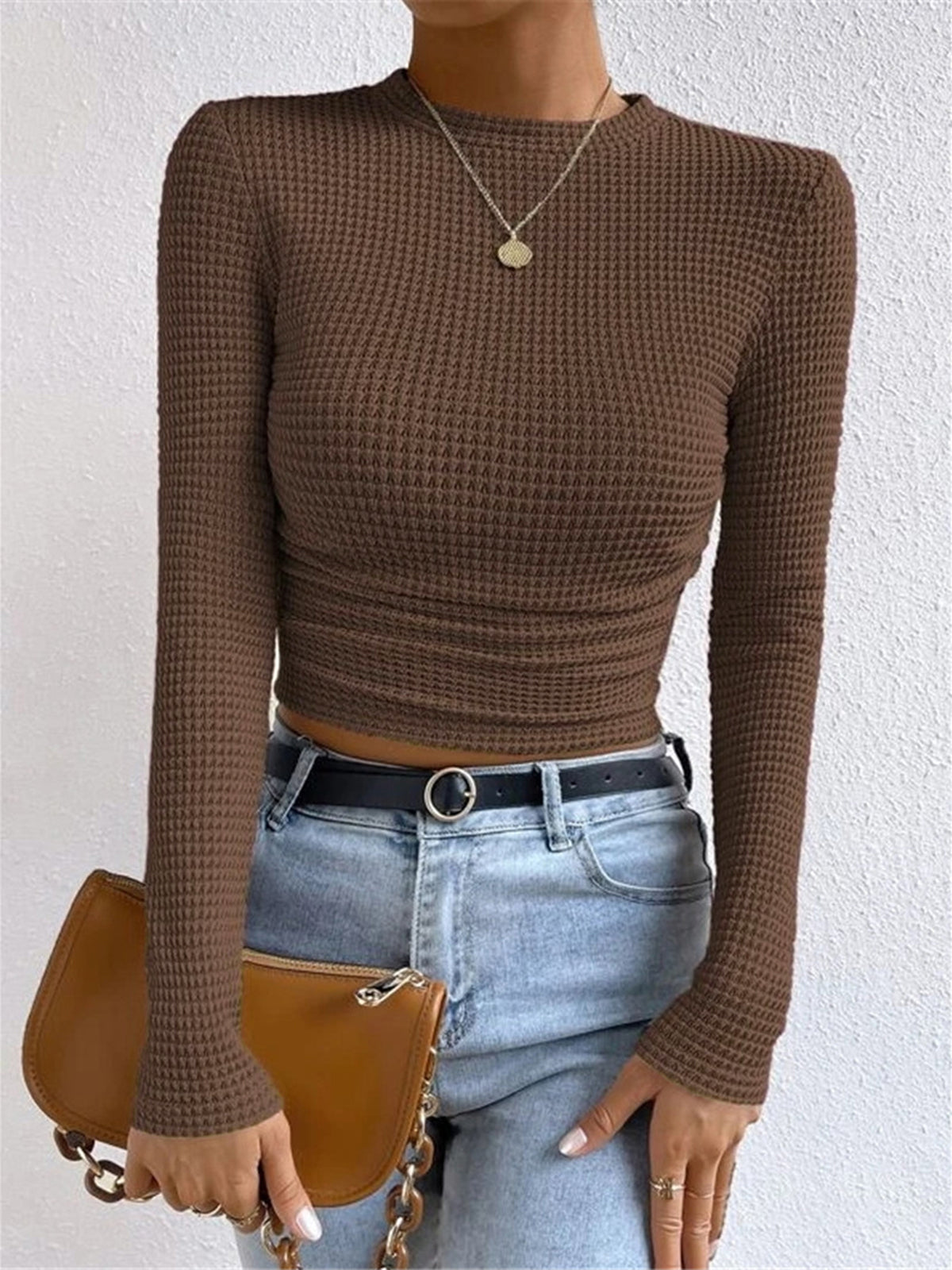 Suss | Waffle Knit Lange Mouwen Shirt