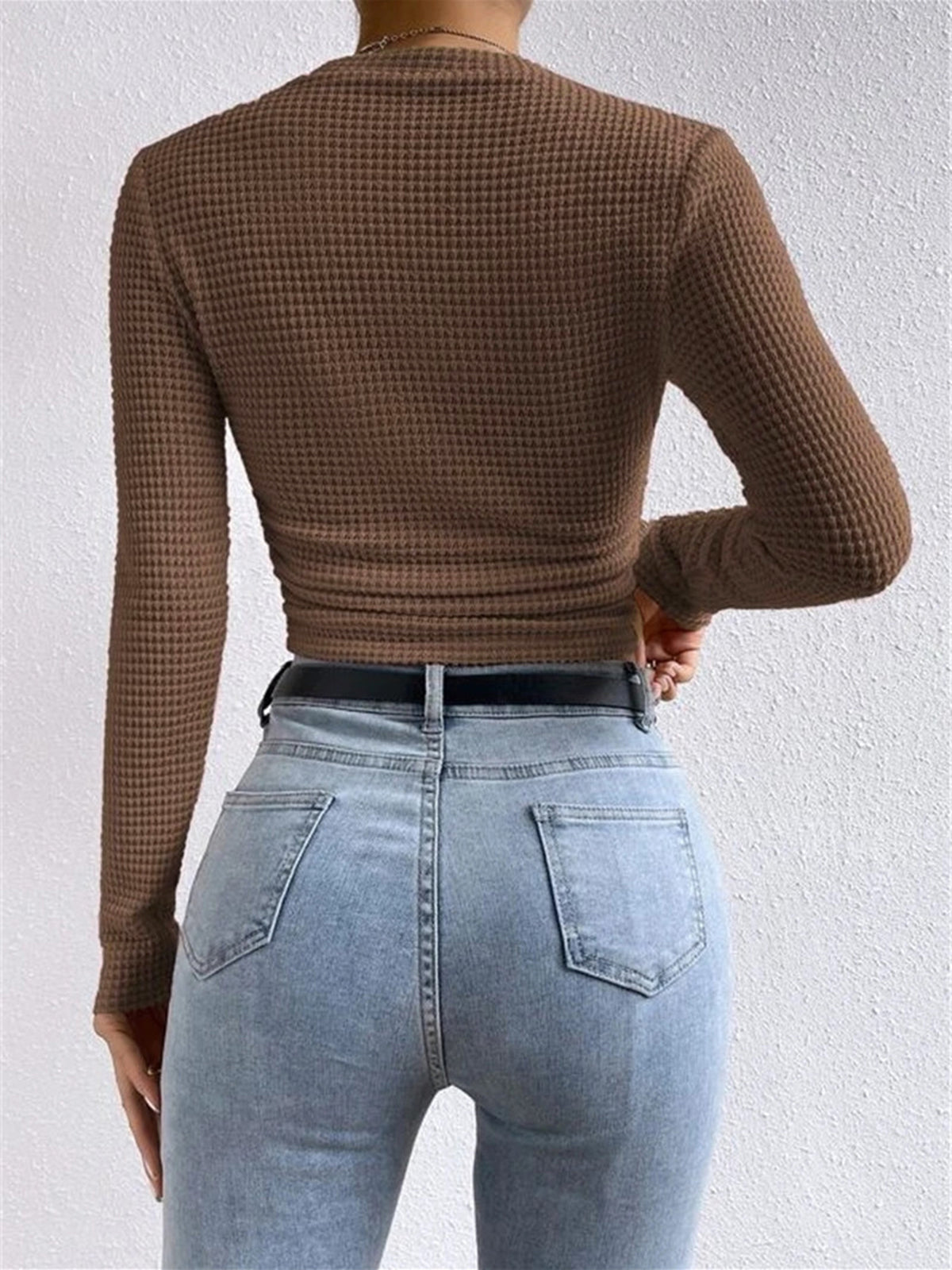 Suss | Waffle Knit Lange Mouwen Shirt