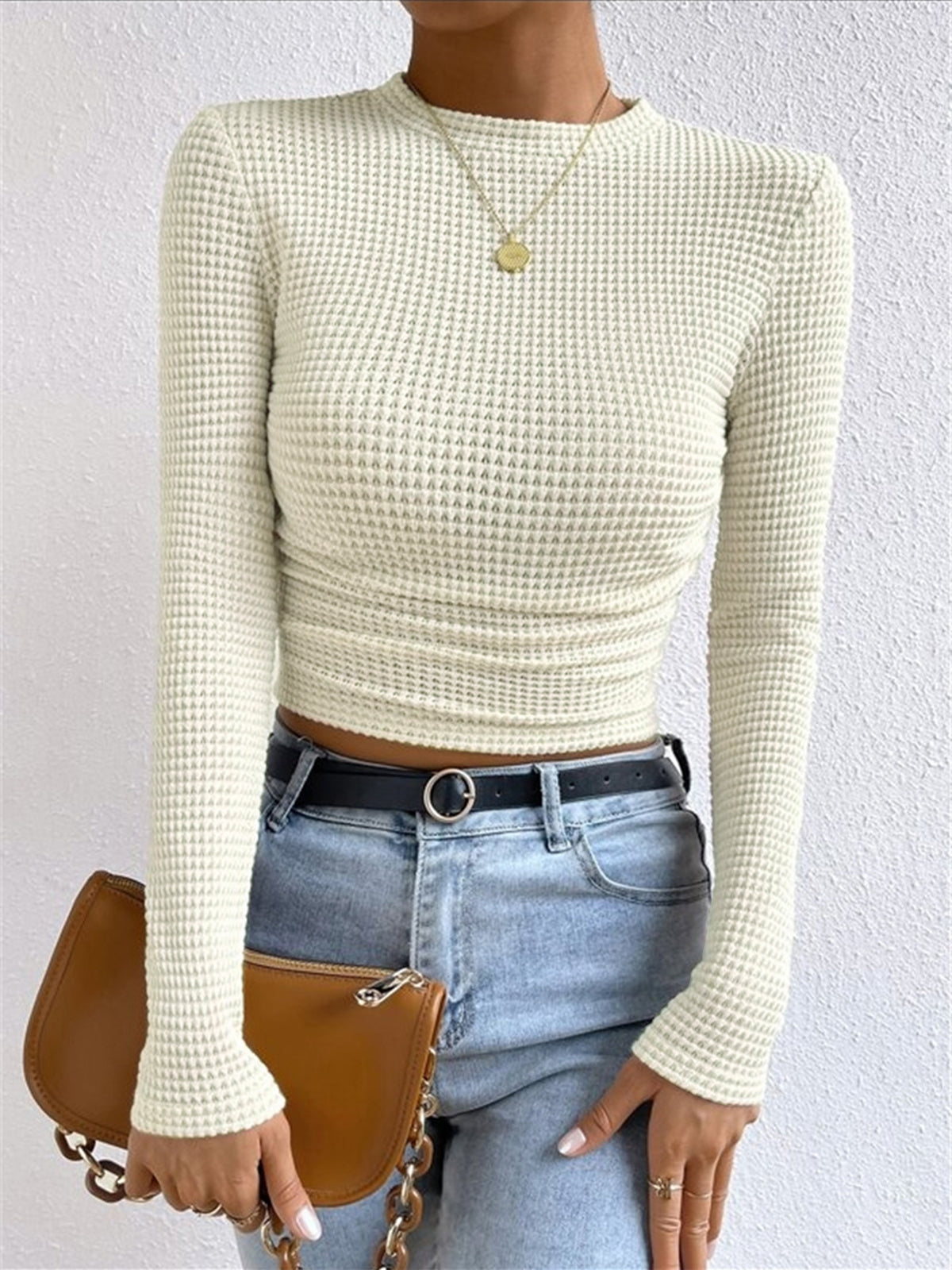 Suss | Waffle Knit Lange Mouwen Shirt