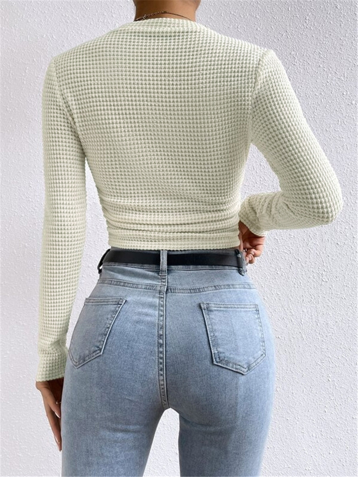 Suss | Waffle Knit Lange Mouwen Shirt