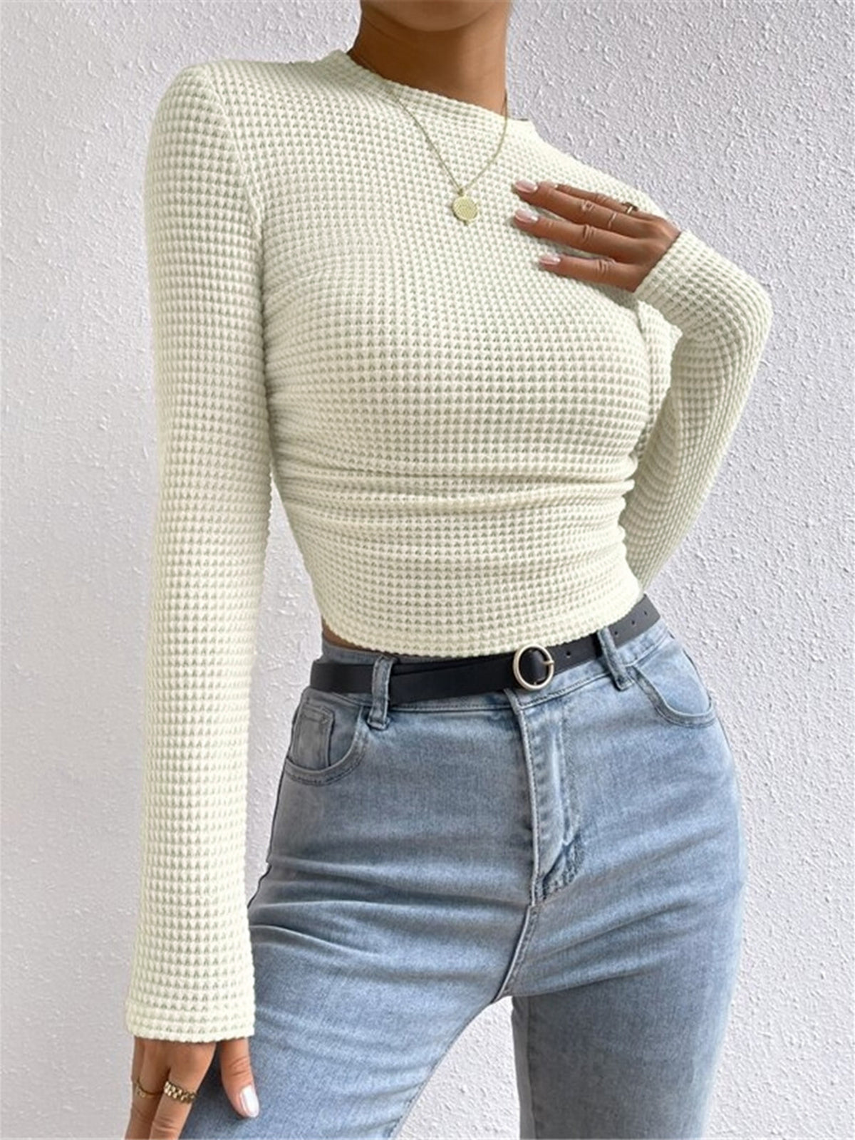 Suss | Waffle Knit Lange Mouwen Shirt