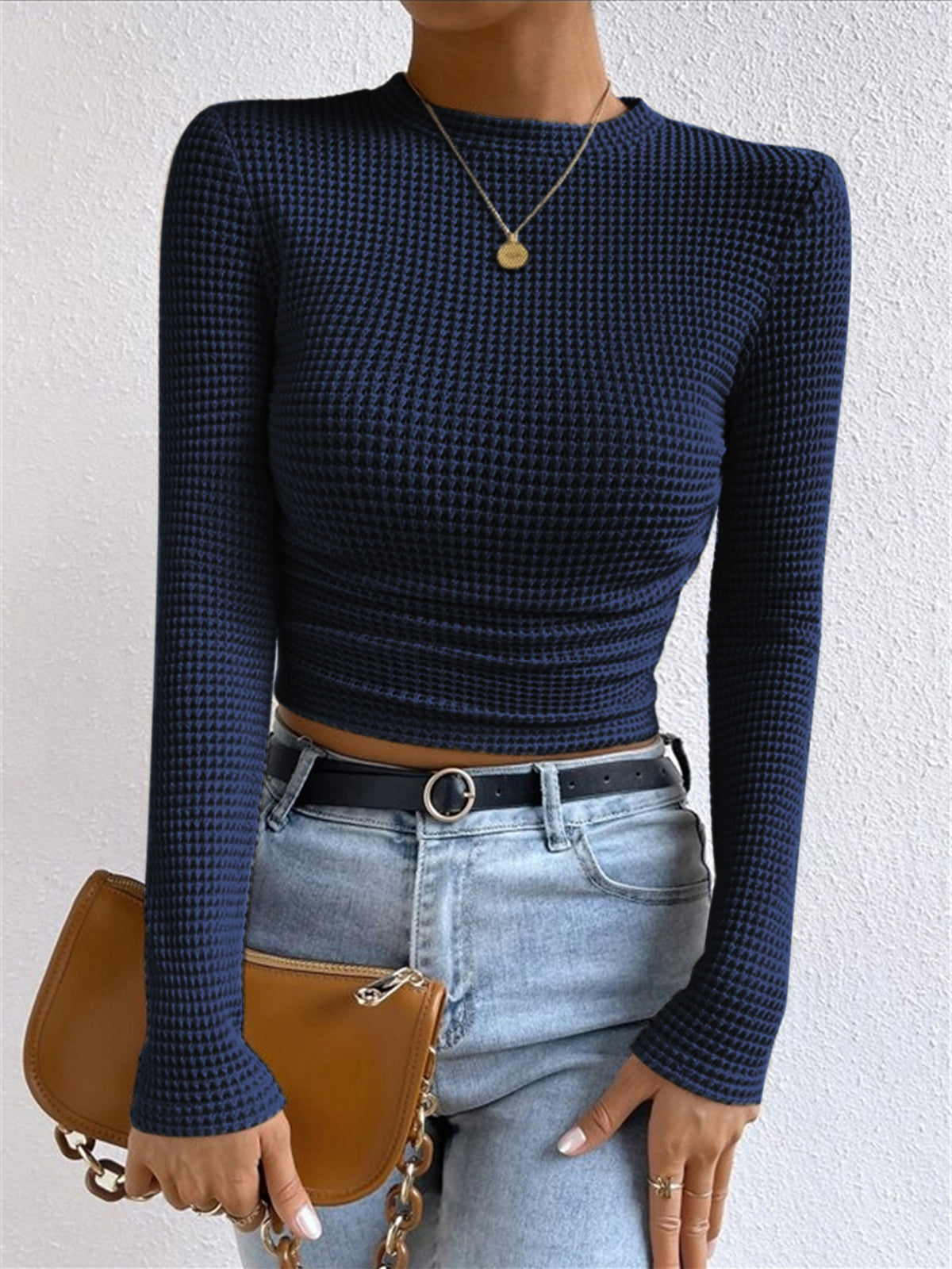 Suss | Waffle Knit Lange Mouwen Shirt