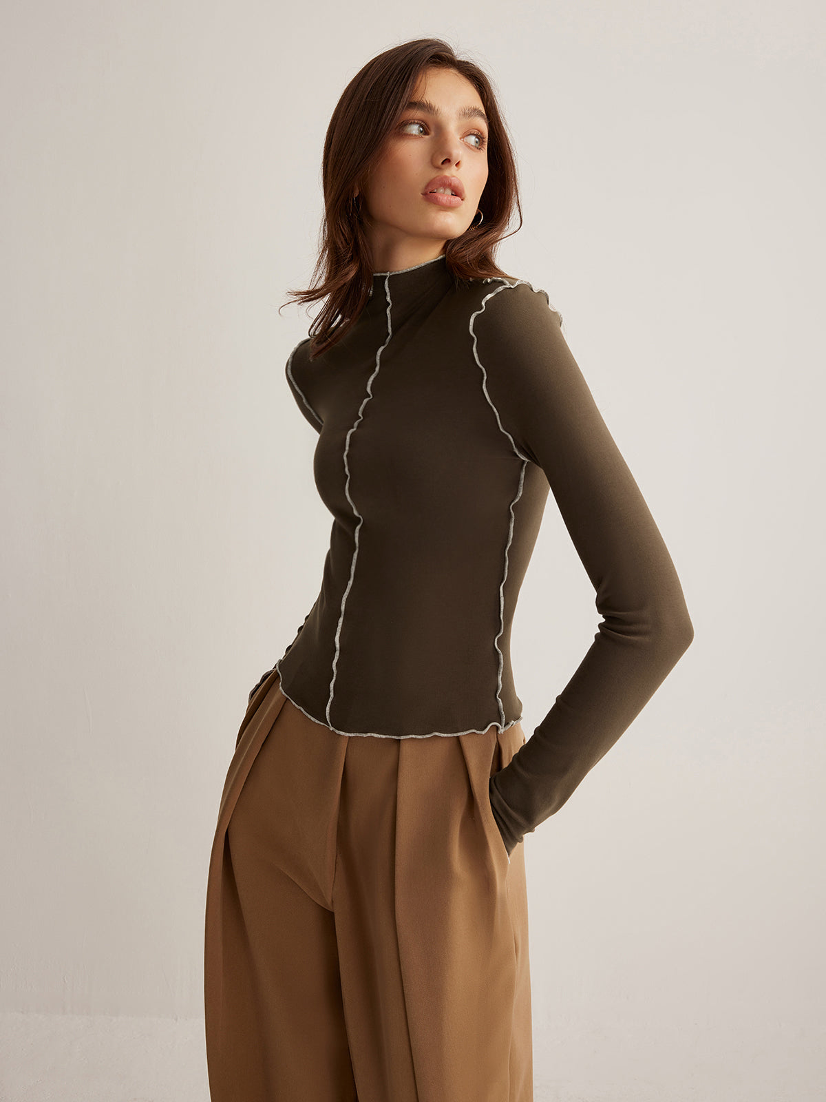 Burga | Jersey Top Lange Mouw met Mock Neck – Stretch Fit
