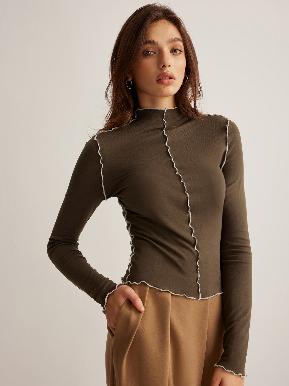 Burga | Jersey Top Lange Mouw met Mock Neck – Stretch Fit