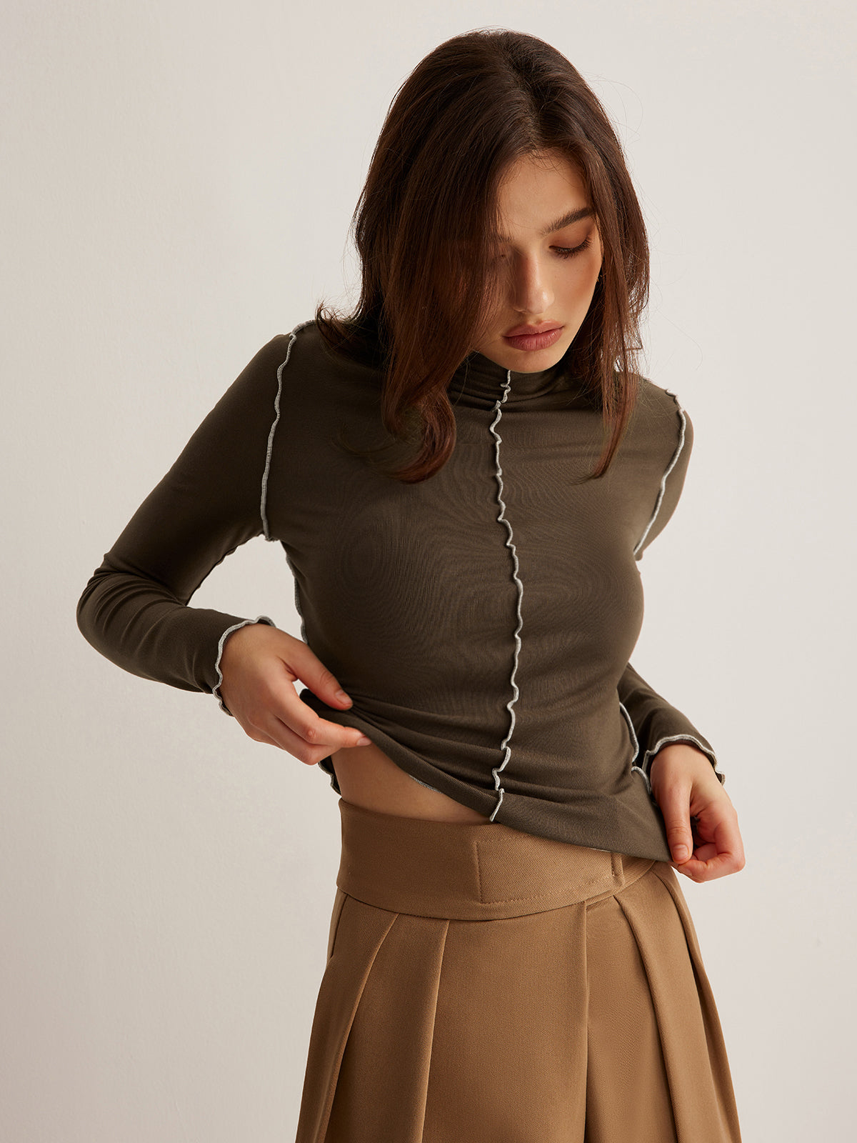 Burga | Jersey Top Lange Mouw met Mock Neck – Stretch Fit
