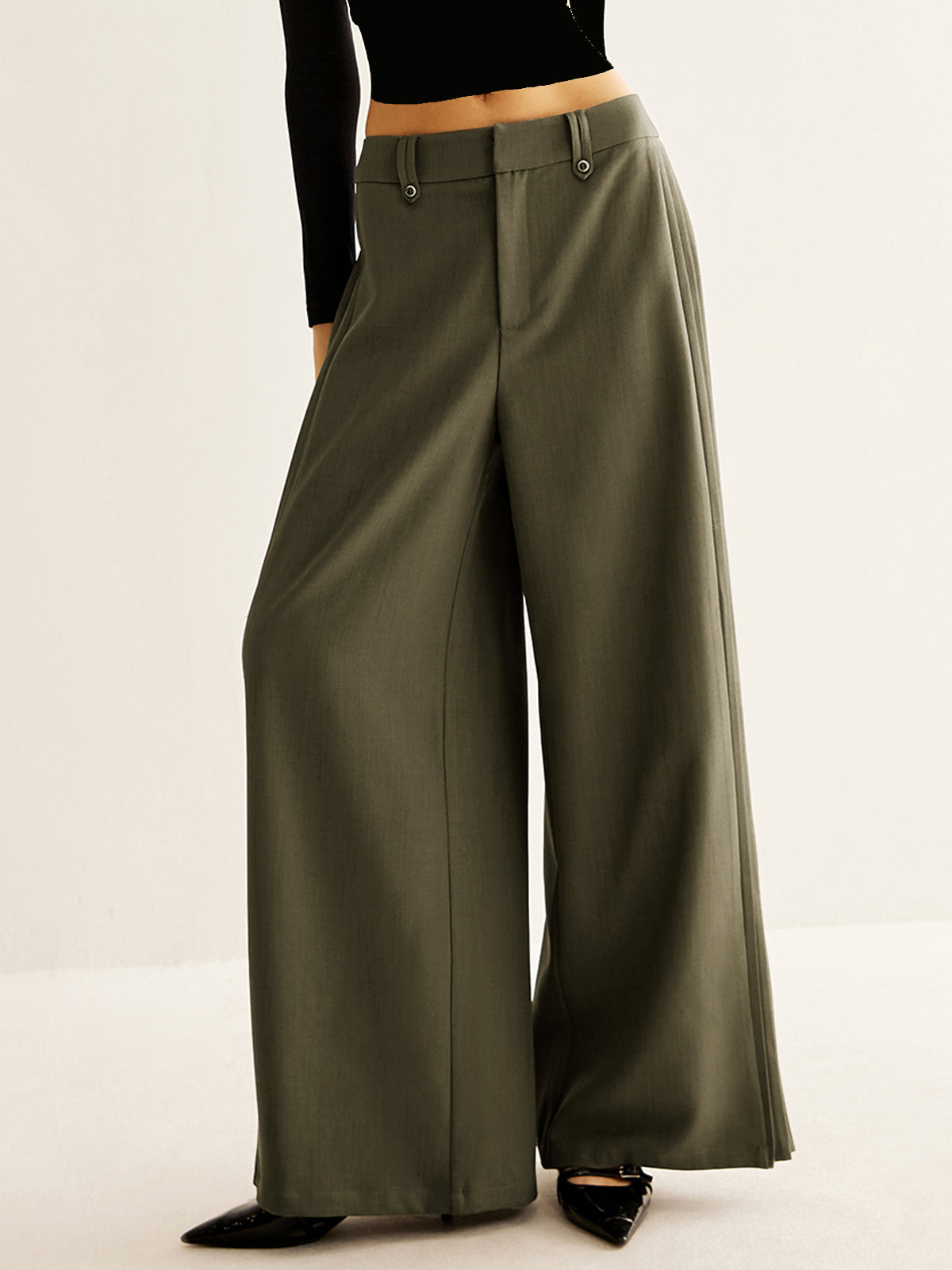Lizzie | Wijde Plissé Broek met Hoge Taille Dames – Comfort & Stijl