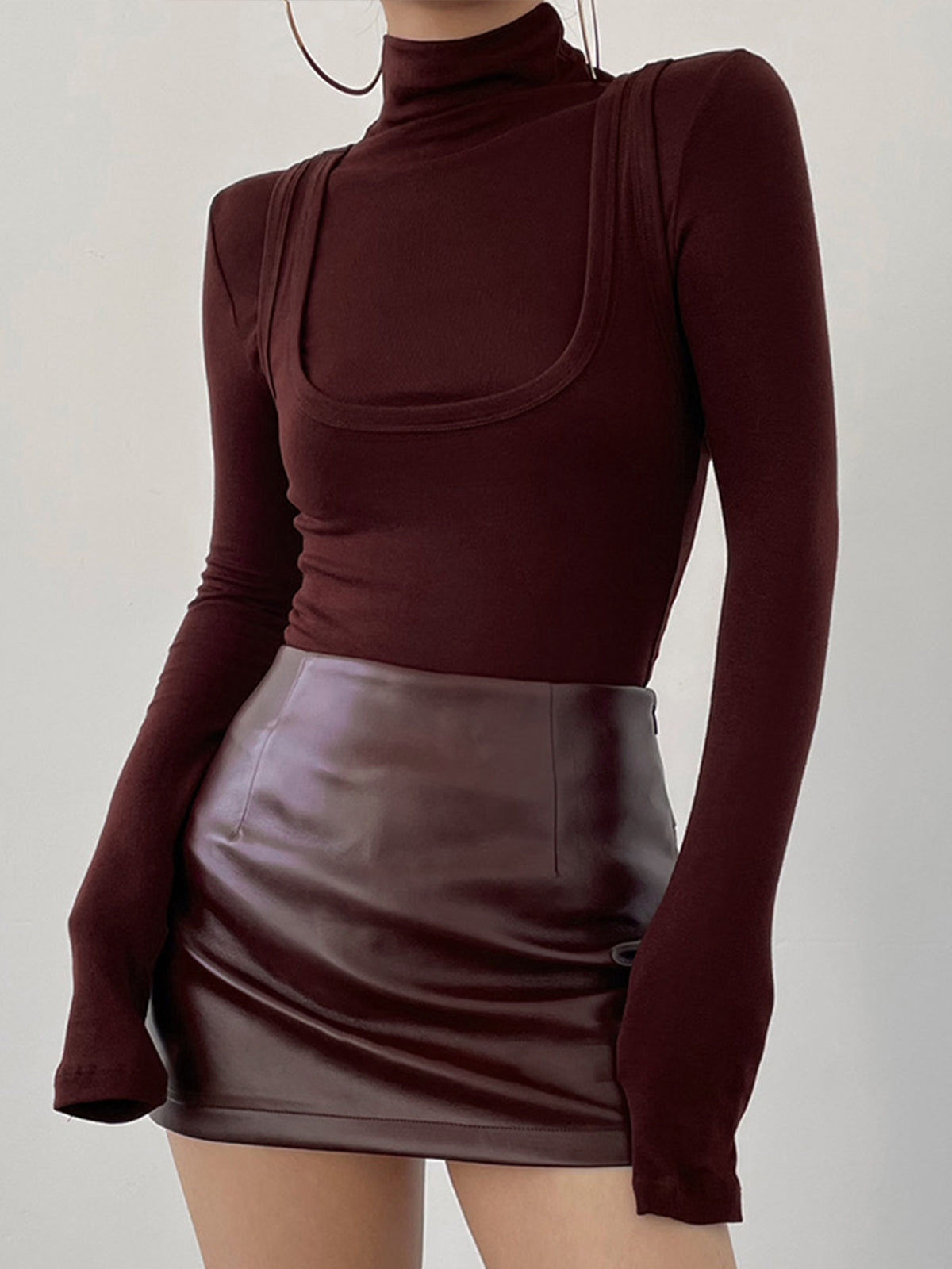 Borka | Jersey Stretch Top met Col en Lange Mouwen