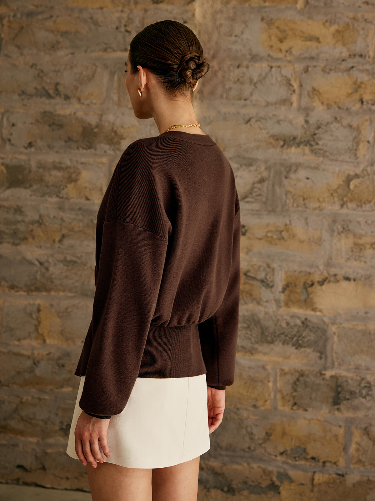 Quin | Gebreid Vest met Gouden Knoop