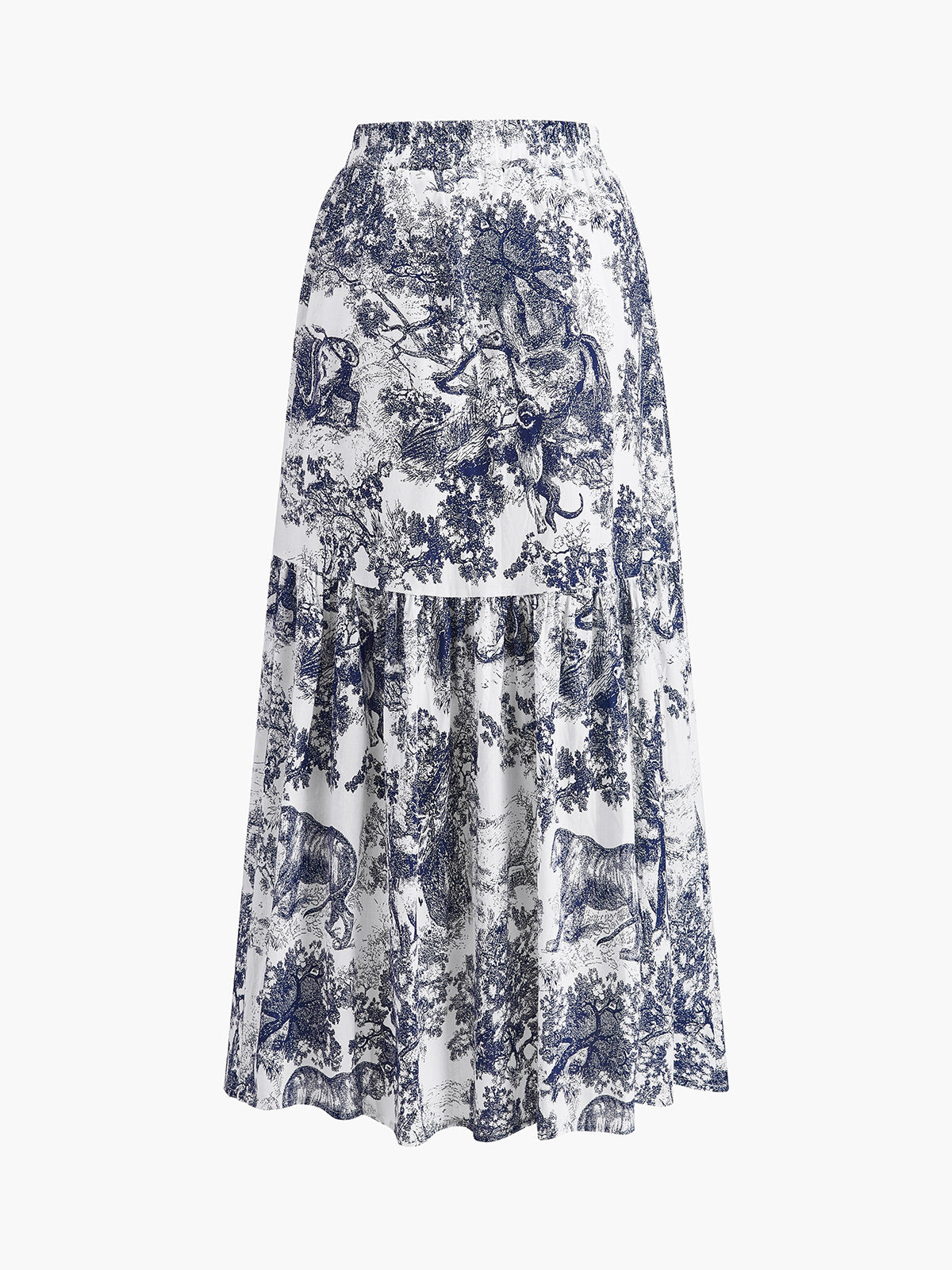 Ilze | High Waist Ruffle Midi Rok met Zomerse Print