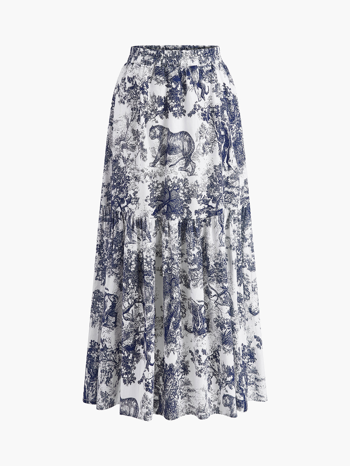 Ilze | High Waist Ruffle Midi Rok met Zomerse Print