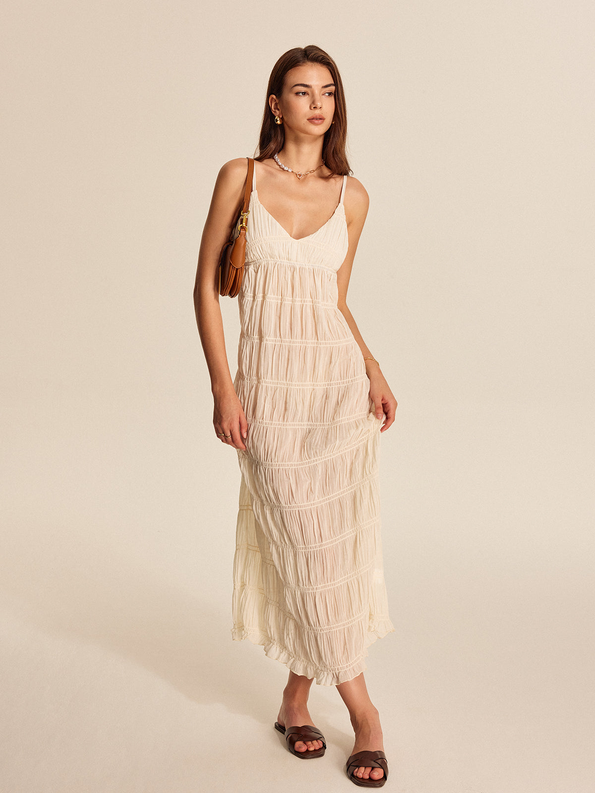 Bona | Chiffon Maxi Jurk - Semi-Transparant & Mouwloos