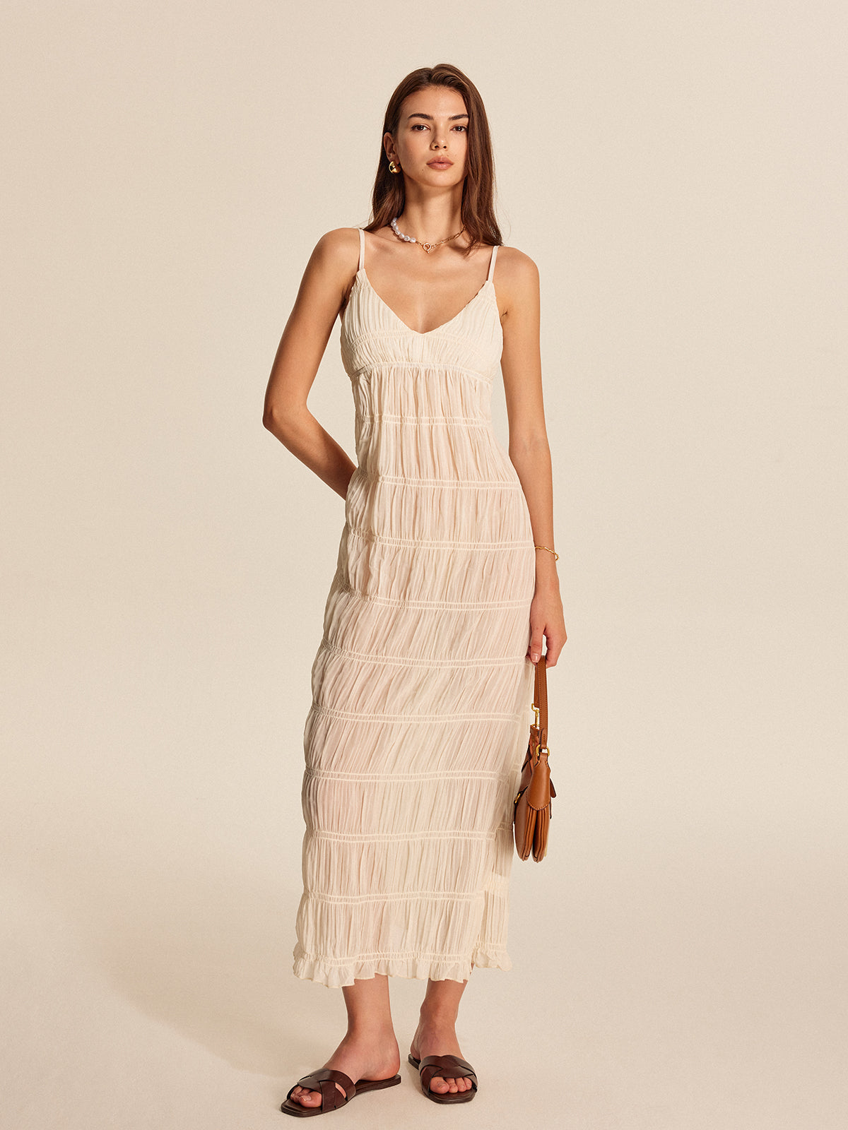 Bona | Chiffon Maxi Jurk - Semi-Transparant & Mouwloos