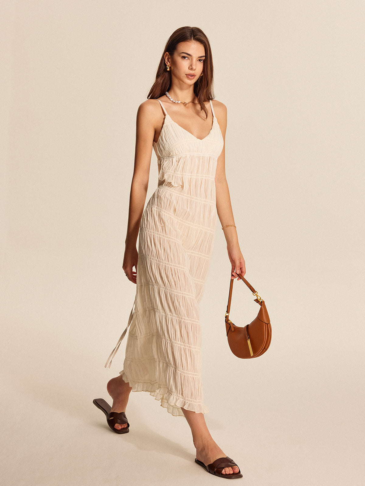 Bona | Chiffon Maxi Jurk - Semi-Transparant & Mouwloos