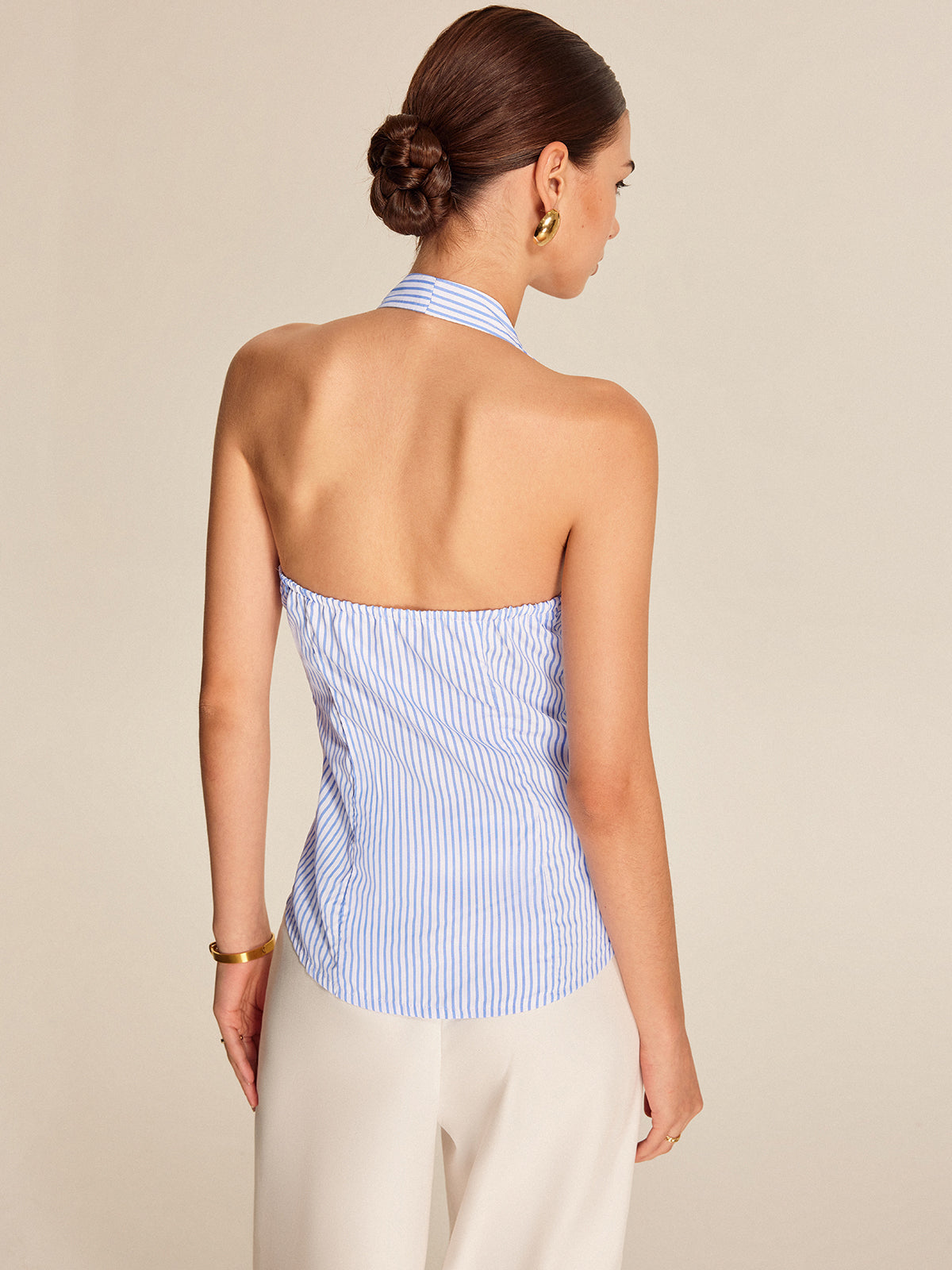Delicia | Gestreepte Halter Top Dames – Zomer V-hals Top