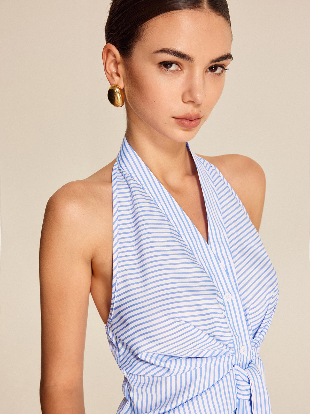 Delicia | Gestreepte Halter Top Dames – Zomer V-hals Top