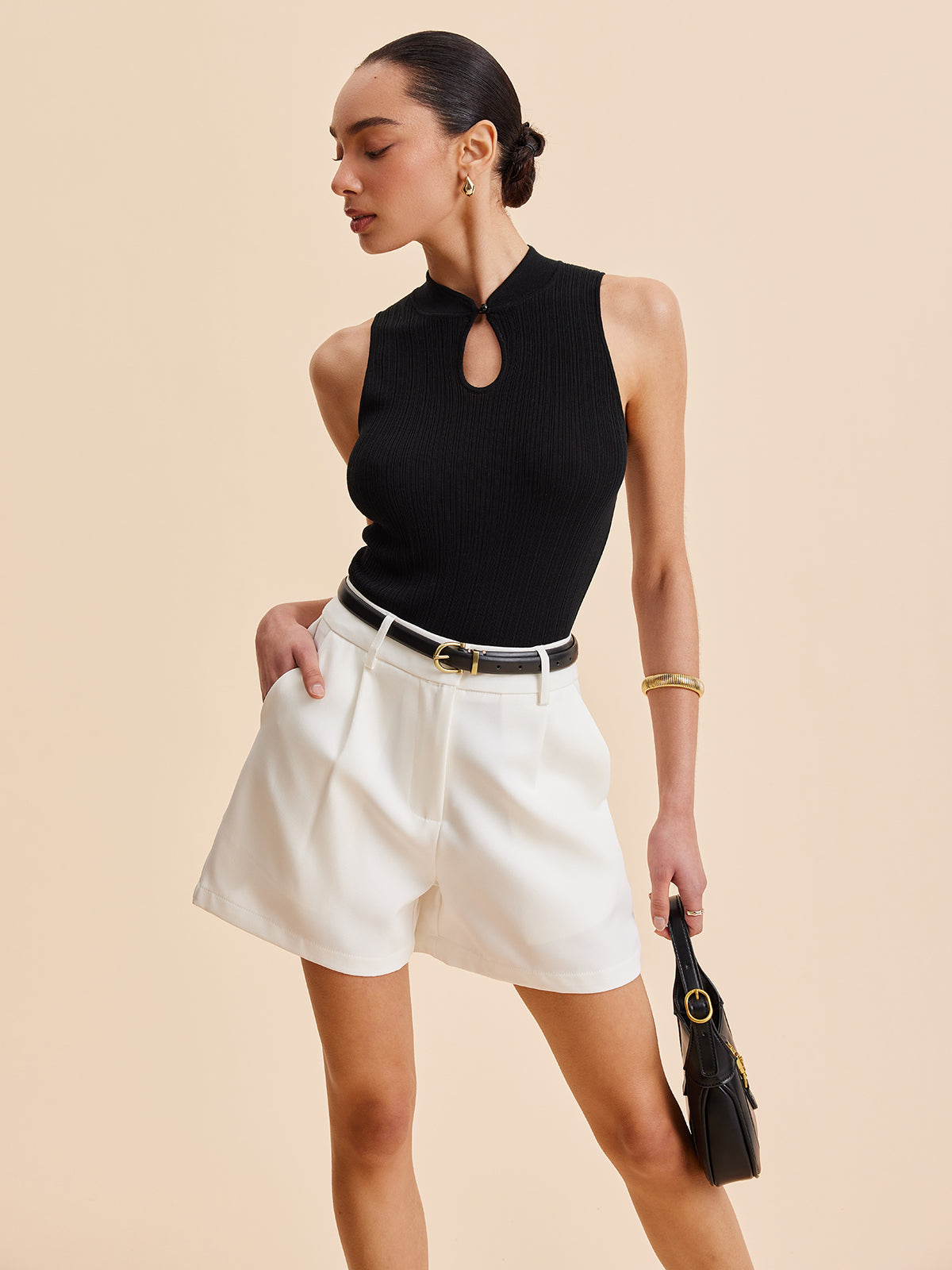 Brisia | Dames Gebreid Mouwloos Top met Keyhole Hals – Chique en Stijlvol