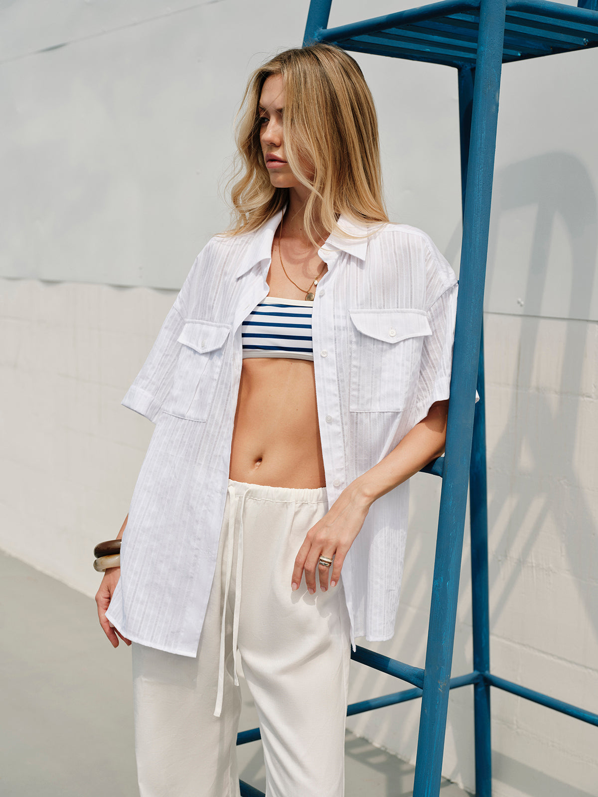 Didi | Dames Katoenen Blouse Met Ceintuur & Kraag