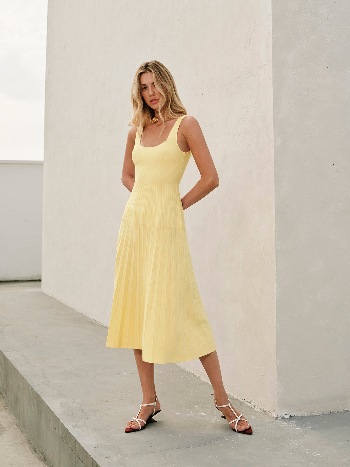 Naima | Ribgebreide Midi Jurk voor Dames