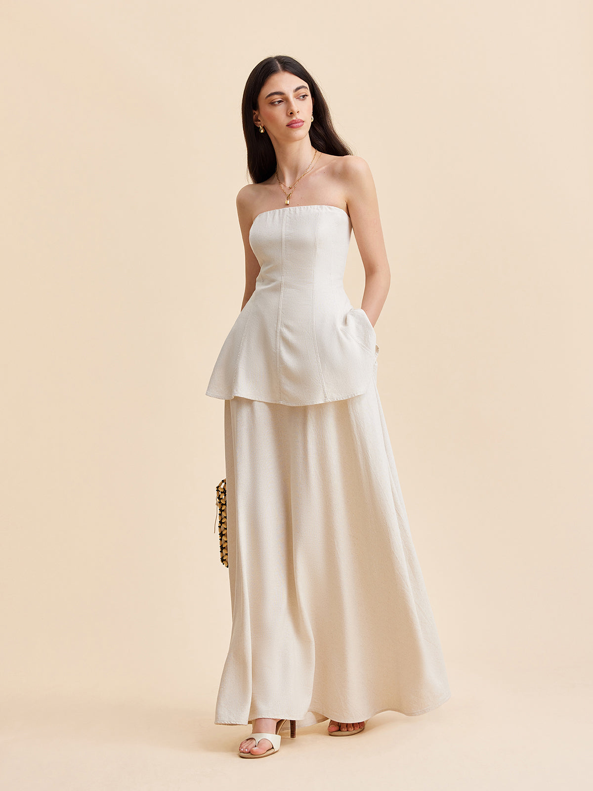 Invy | Zomerse Strapless Set van Linnen voor Dames