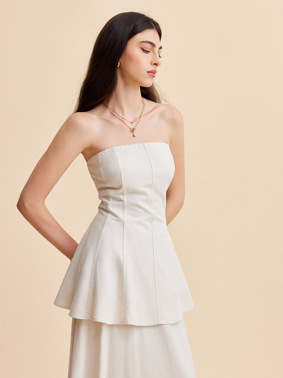 Invy | Zomerse Strapless Set van Linnen voor Dames