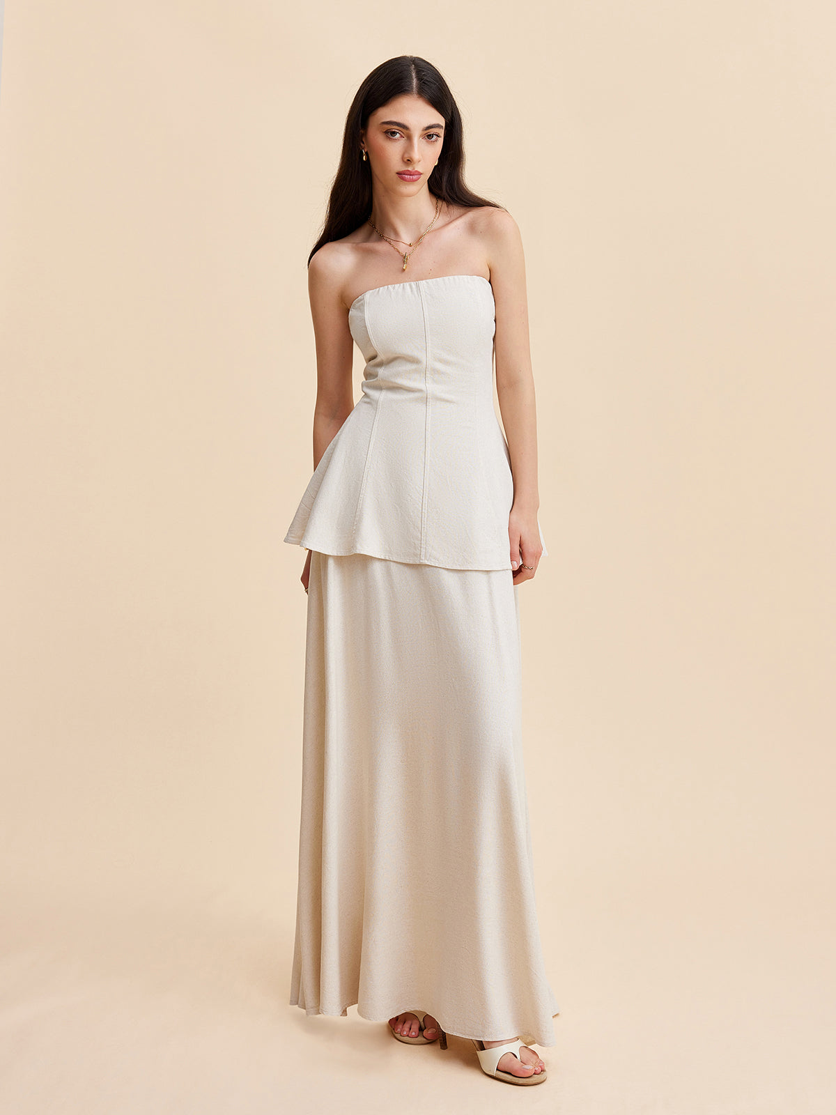 Invy | Zomerse Strapless Set van Linnen voor Dames