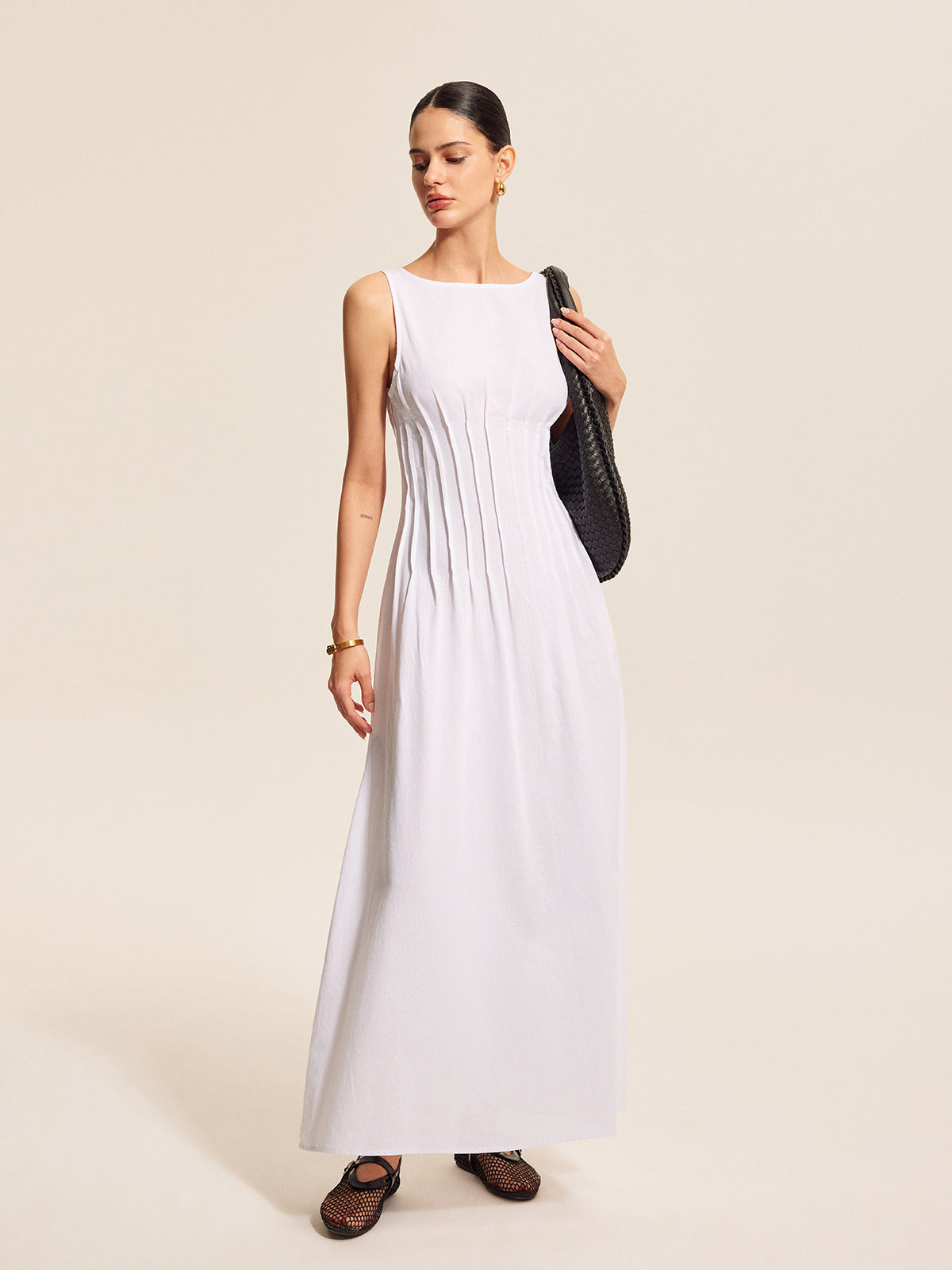 Cane | Maxi Zomerjurk Katoen Linnen Blend – Elegant en Mouwloos