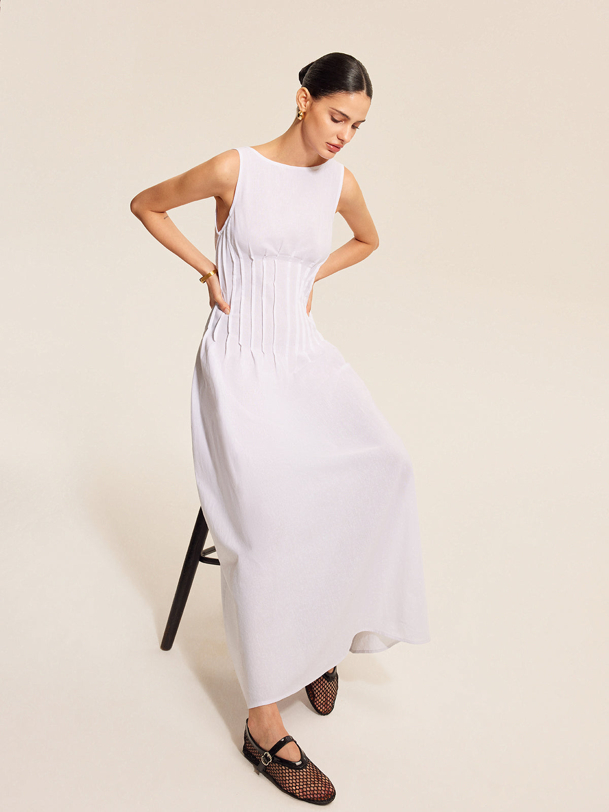 Cane | Maxi Zomerjurk Katoen Linnen Blend – Elegant en Mouwloos