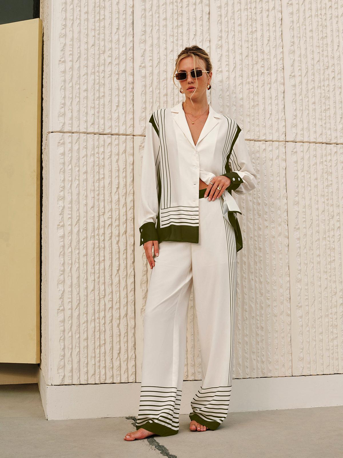 Suvi | Mid-Waist Pantalon voor Dames - Gestreept Design
