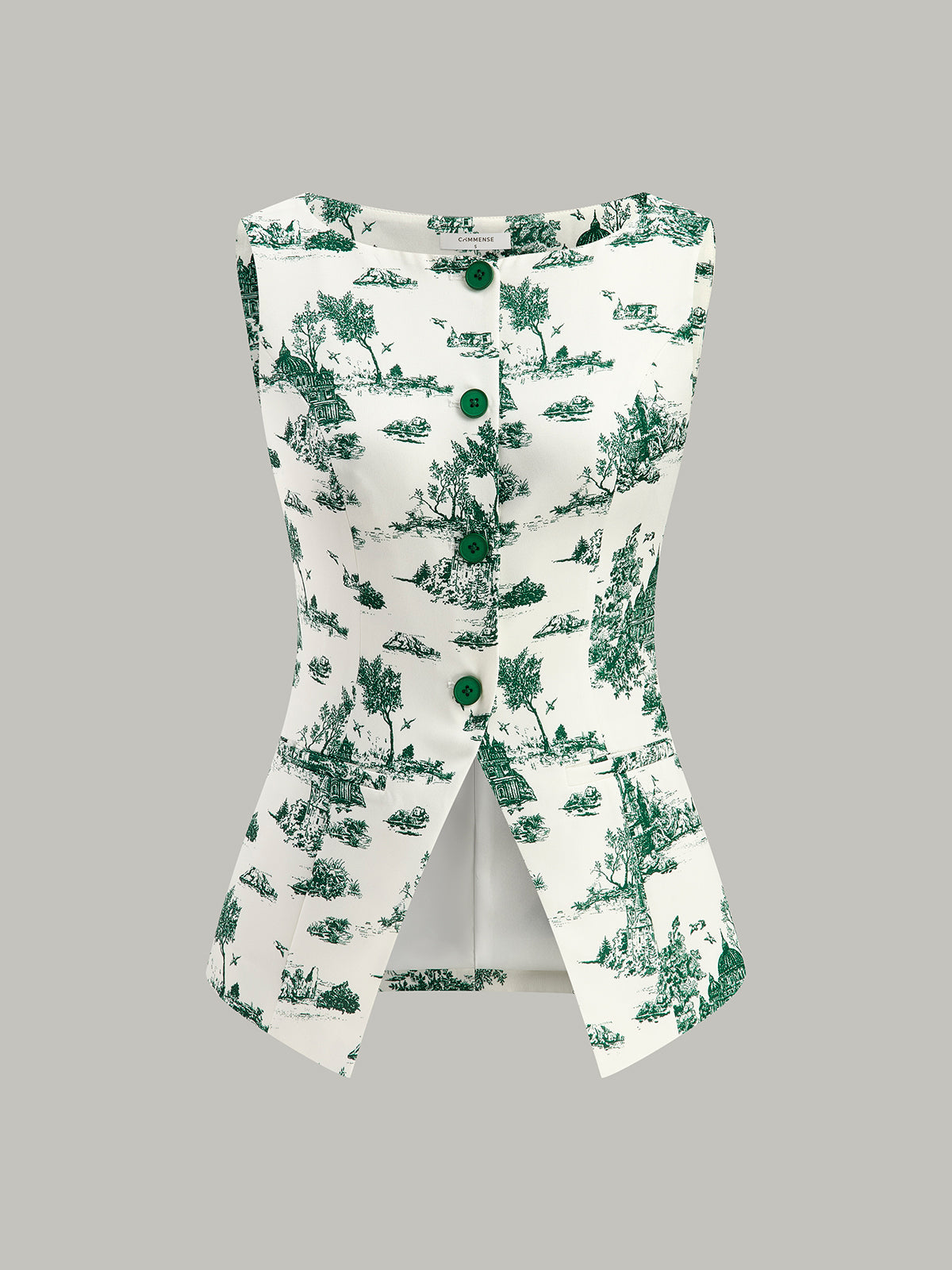Hedwich | Mouwloze Top met Print en Split Design
