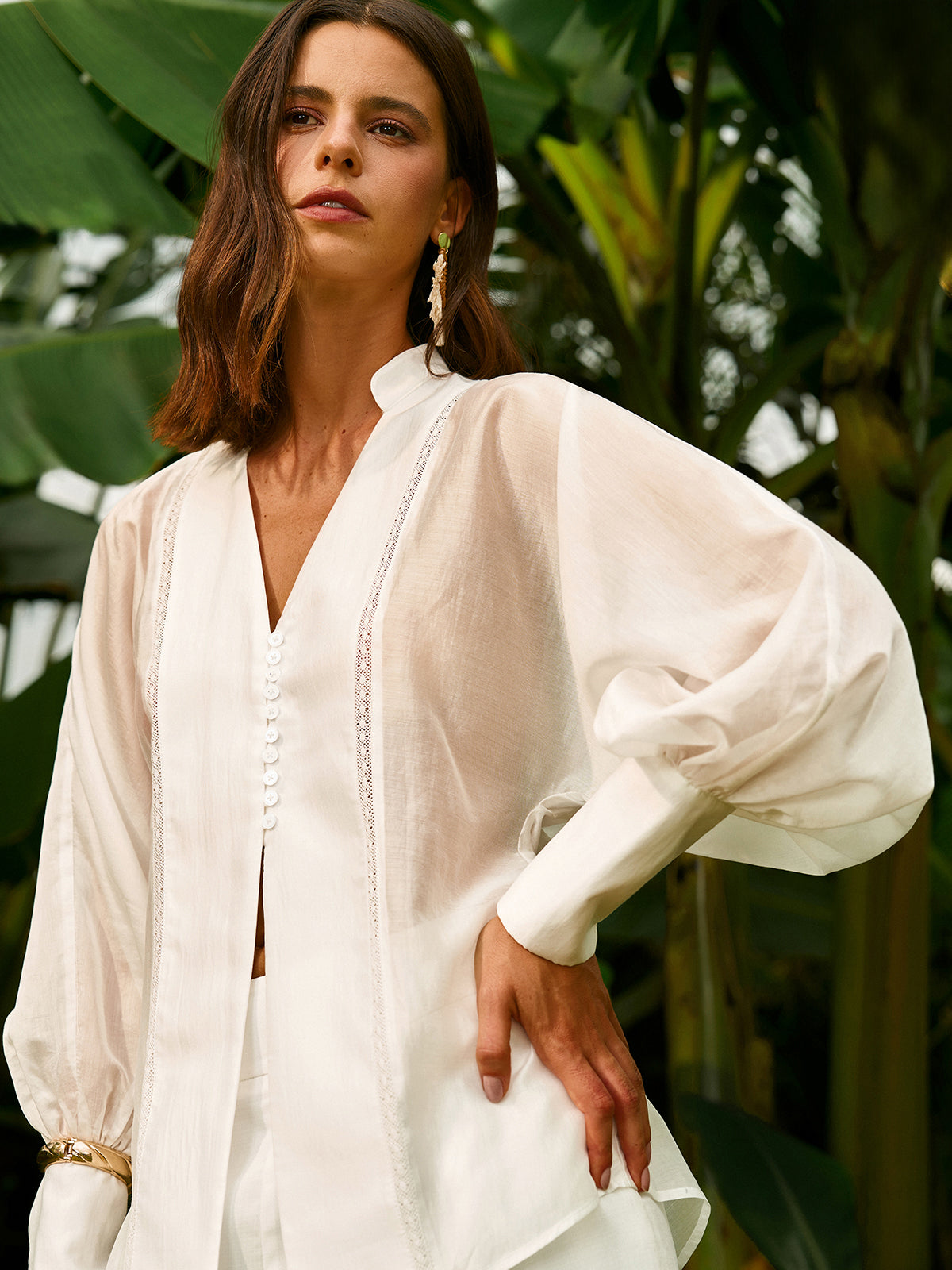 Else | Sheer Blouse met Pofmouwen – Oversized Tencel