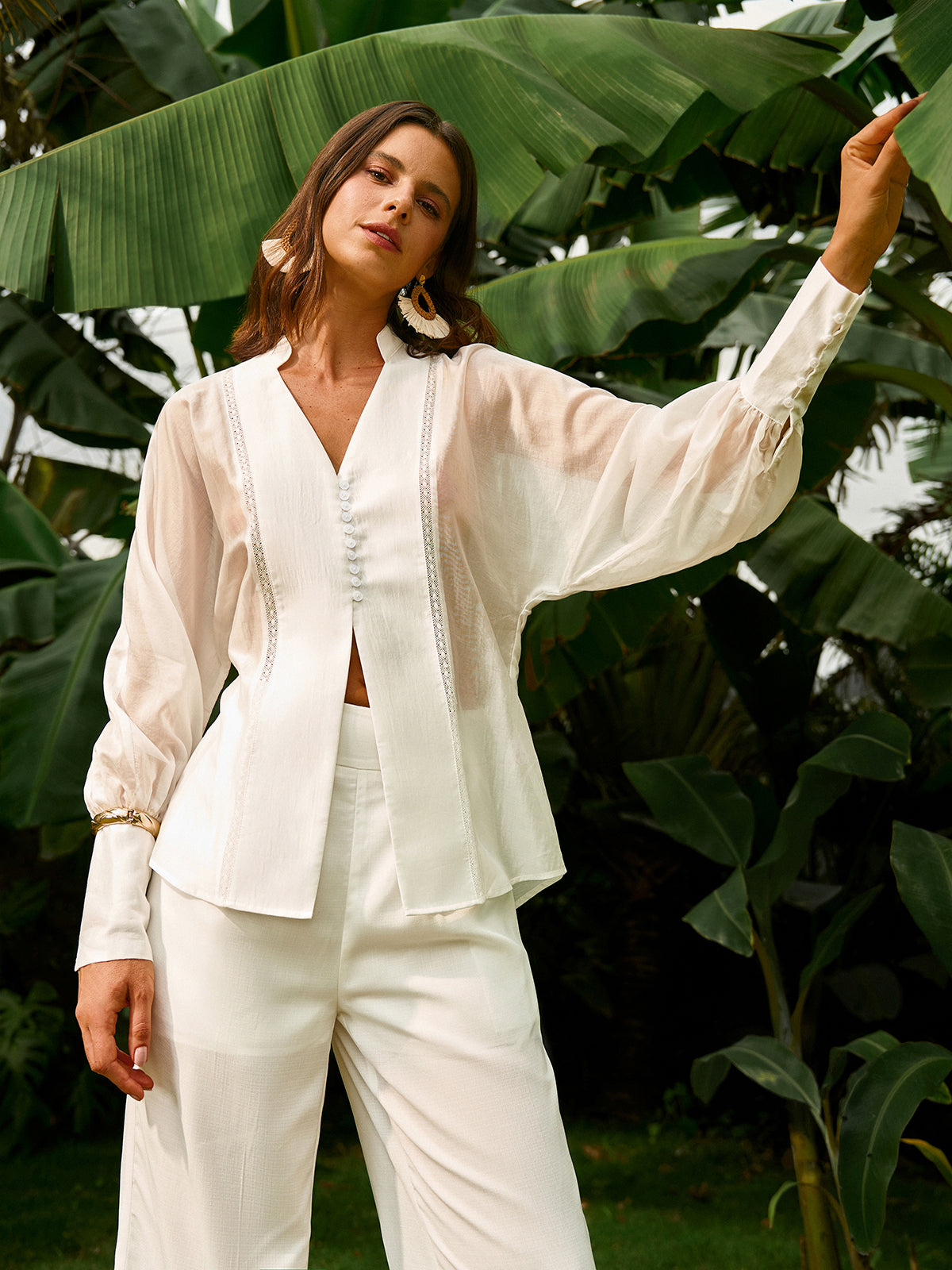 Else | Sheer Blouse met Pofmouwen – Oversized Tencel