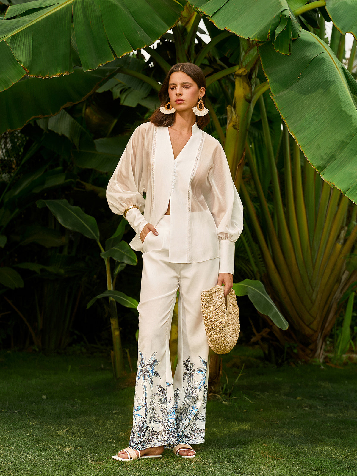 Else | Sheer Blouse met Pofmouwen – Oversized Tencel
